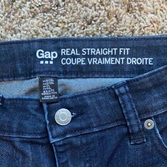 Gap 29 Long Real Straight Fit Dark Wash Jeans - Picture 2 of 3